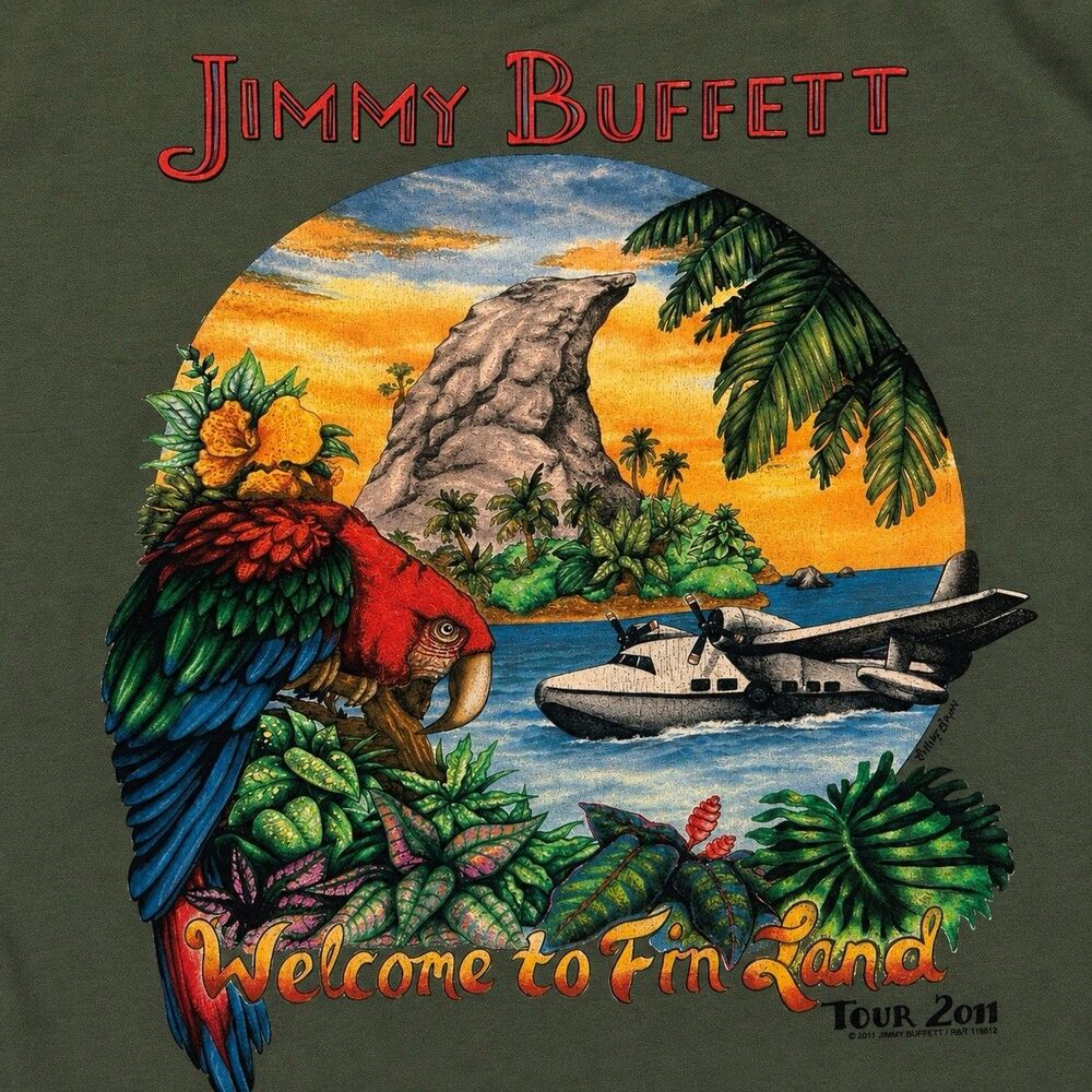 Rare Jimmy Buffett Welcome to Fin Land Tour 2011 Anvil T-Shirt Unisex Large